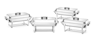 Ohřívač jídla Chafing – sada 4 kusů, HENDI, GN 1/1, 7,5L, 600x355x(H)305mm